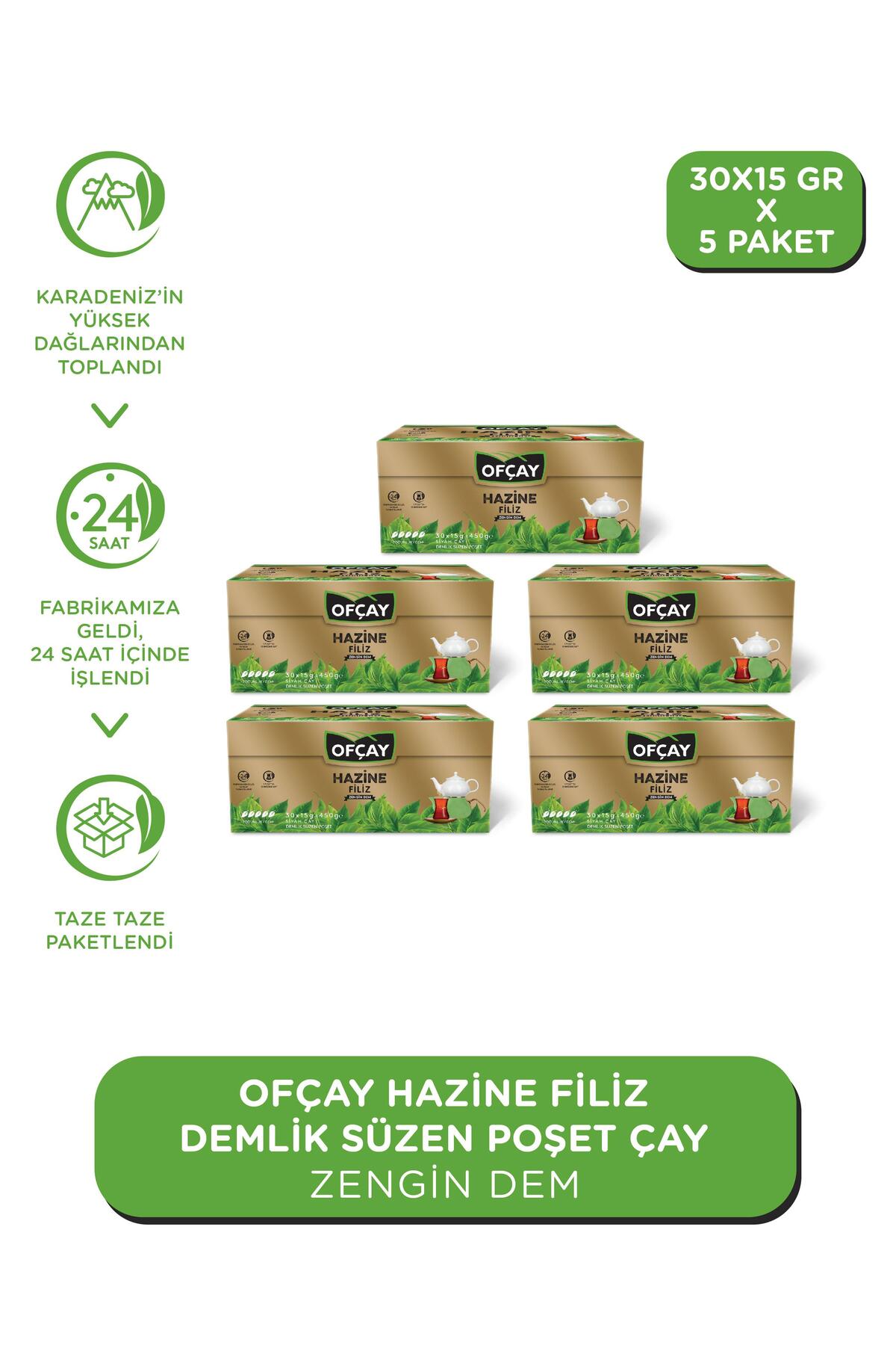 1_org_zoom Ofçay Hazine Zengindem 30 X 15gr Demlik Poşet Çay X 5 Adet - Görsel 1