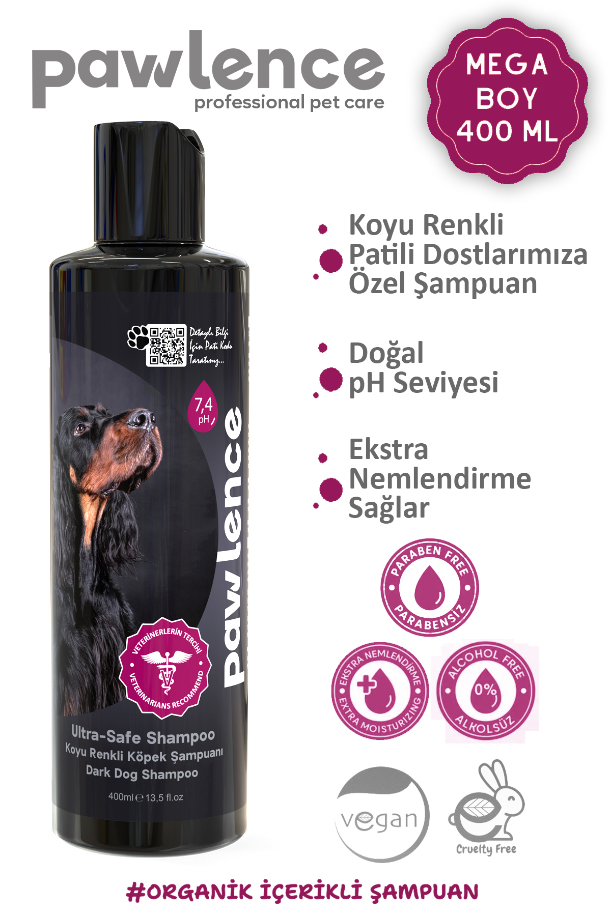 1_org_zoom Pawlence Ultra-Safe Koyu Renkli Köpeklere Özel Şampuan 400ml - Görsel 1