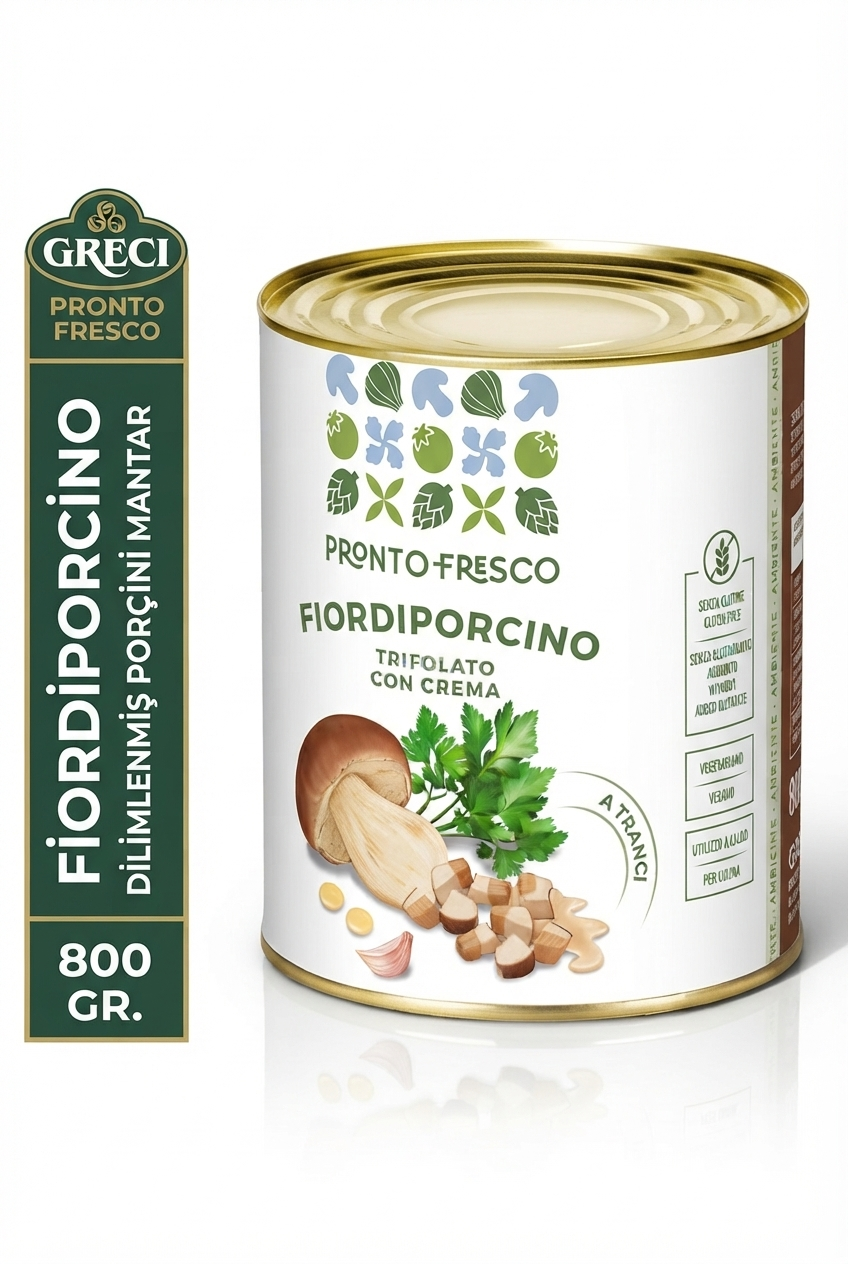 pront1 Pronto Fresco Sotelenmiş Dilimlenmiş Porçini Bolet Mantarı Konservesi 800 Gr. - Görsel 1